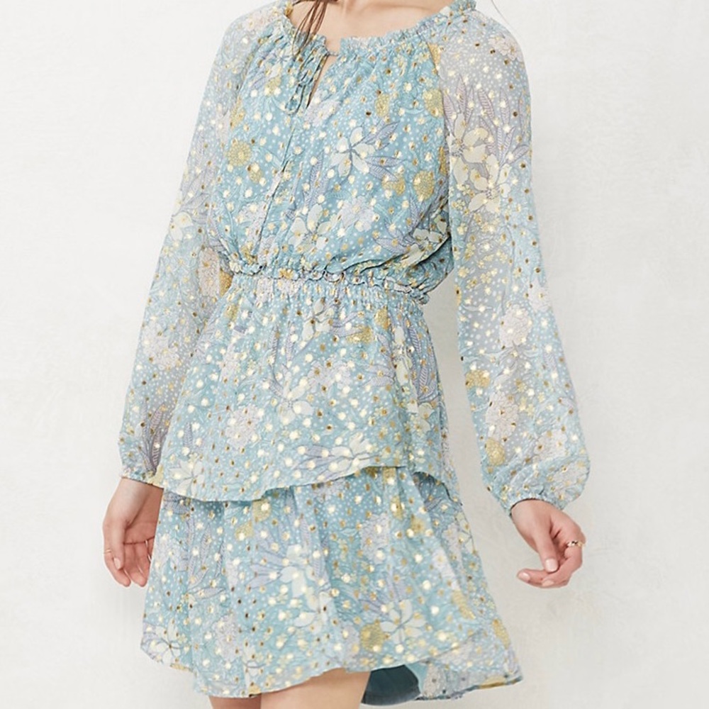 COPY - LC Lauren Conrad long sleeve mini peasant dress